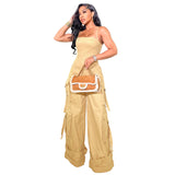 Cargo Jumpsuit Dames – Trendy Utility Jumpsuit met Wijde Pijpen in 5 Kleuren