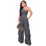 Cargo Jumpsuit Dames – Trendy Utility Jumpsuit met Wijde Pijpen in 5 Kleuren