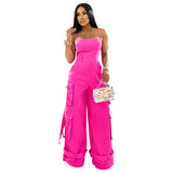 Cargo Jumpsuit Dames – Trendy Utility Jumpsuit met Wijde Pijpen in 5 Kleuren