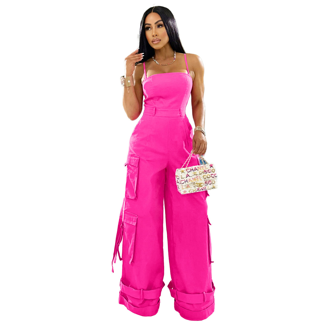 Cargo Jumpsuit Dames – Trendy Utility Jumpsuit met Wijde Pijpen in 5 Kleuren
