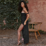 ROMINA - Gerimpelde Maxi-jurk met Splits