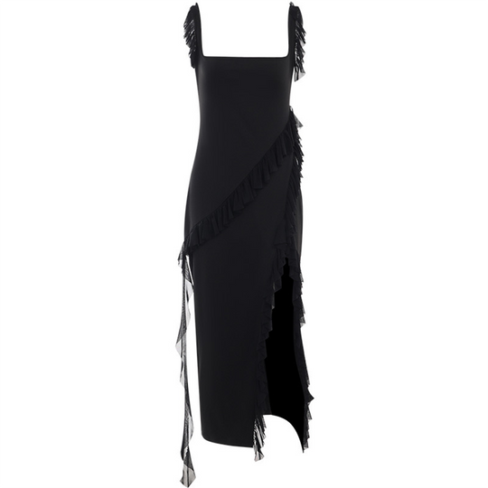 ROMINA - Gerimpelde Maxi-jurk met Splits