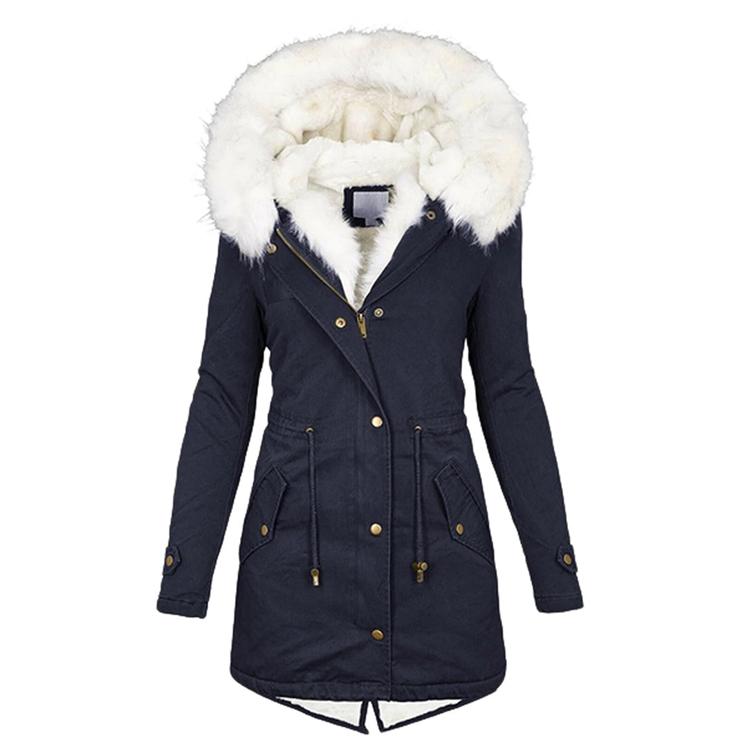 Dames Winterjas | Warme Fleece Gevoerde Jas | Winddichte Gevoerde Buitenkleding | Comfortabele Koude-Weer Laag