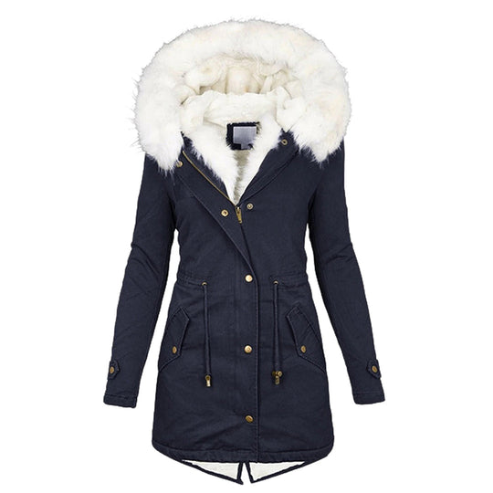 Dames Winterjas | Warme Fleece Gevoerde Jas | Winddichte Gevoerde Buitenkleding | Comfortabele Koude-Weer Laag