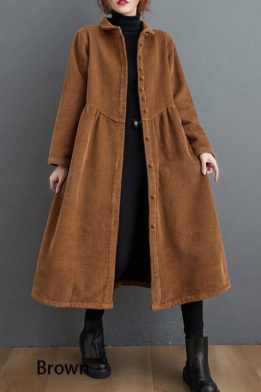 Dames Corduroy Winterjas | Lange Overjasstijl | Warme Herfstjas