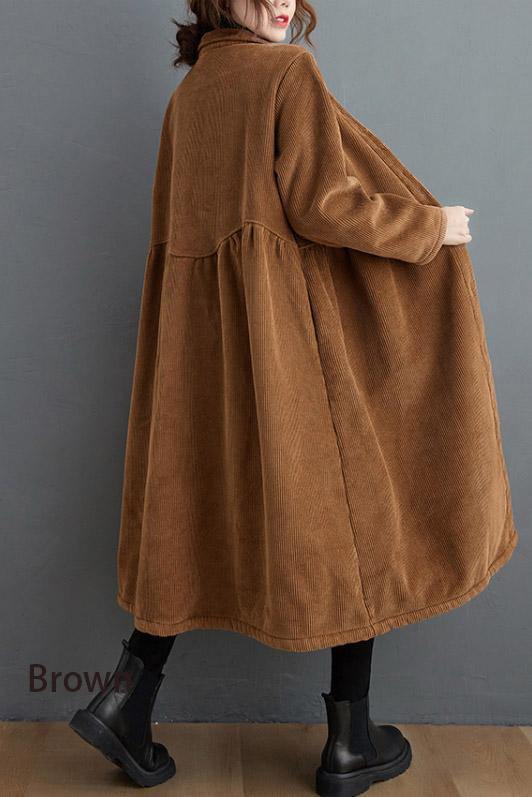 Dames Corduroy Winterjas | Lange Overjasstijl | Warme Herfstjas