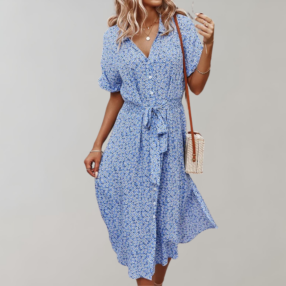 Anne - Moeiteloze Zomer Elegantie Dames Midi Jurk