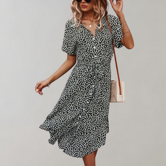 Anne - Moeiteloze Zomer Elegantie Dames Midi Jurk