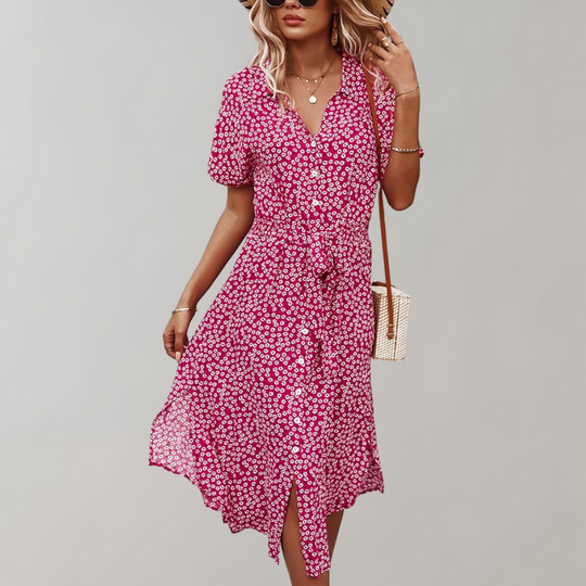 Anne - Moeiteloze Zomer Elegantie Dames Midi Jurk