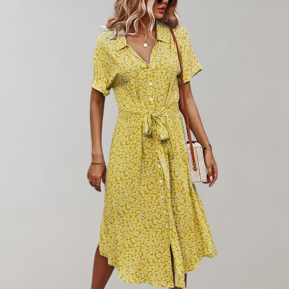 Anne - Moeiteloze Zomer Elegantie Dames Midi Jurk