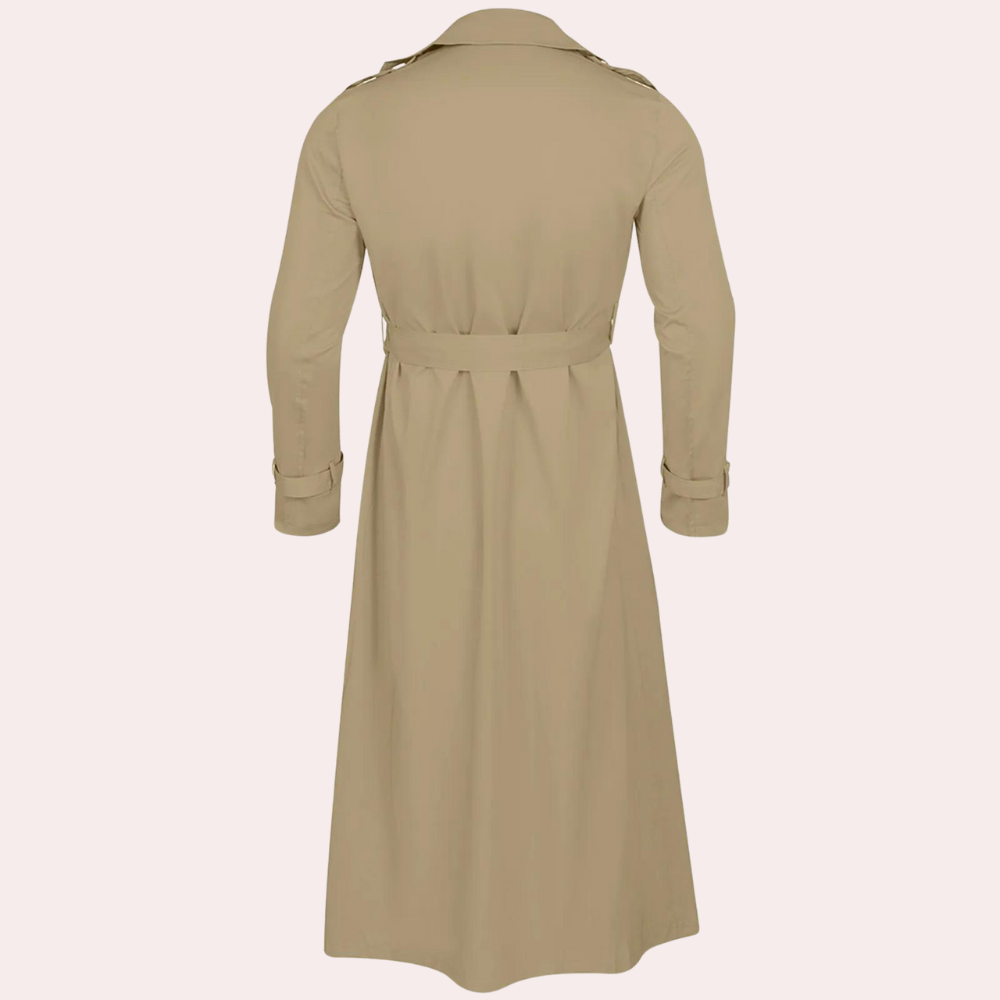 Heren Lange Trenchcoat | Met Riem & Dubbele Knopsluiting | Klassiek Design