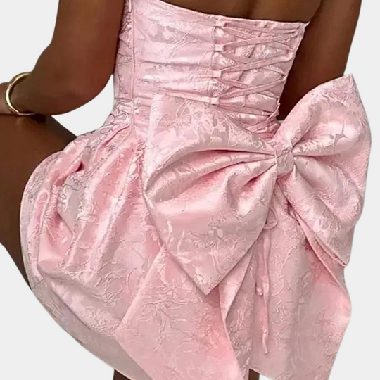 Livia - Strapless Geborduurde Damesjurk met Strik