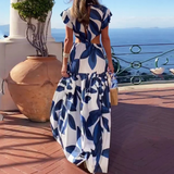Stijlvolle Maxi Jurk met Elegante V-Hals en Rugloos Ontwerp – Perfect voor Zomeravonden