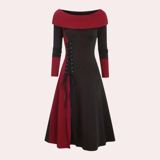 Seraphine - Damesjurk met Bardot-halslijn en A-Lijn Silhouet