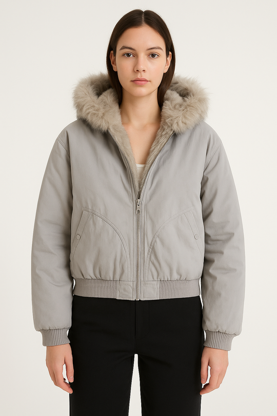 Dames | Korte Winterjas | Capuchon | Bontlook Rand | Warme Casual Stijl