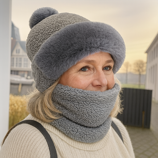 Ensemble Muts met Pompon en Bijpassende Sjaal voor Volwassenen | Ideaal voor de Winter