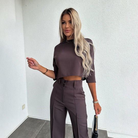 Alma | Bijpassende Set | 2-delig | Crop Top | Losse Broek | Modieus | Comfortabel