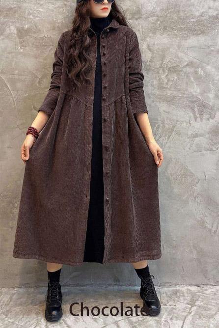 Dames Corduroy Winterjas | Lange Overjasstijl | Warme Herfstjas