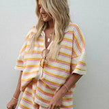 Fayelle - Casual Gestreepte Tweedelige Set