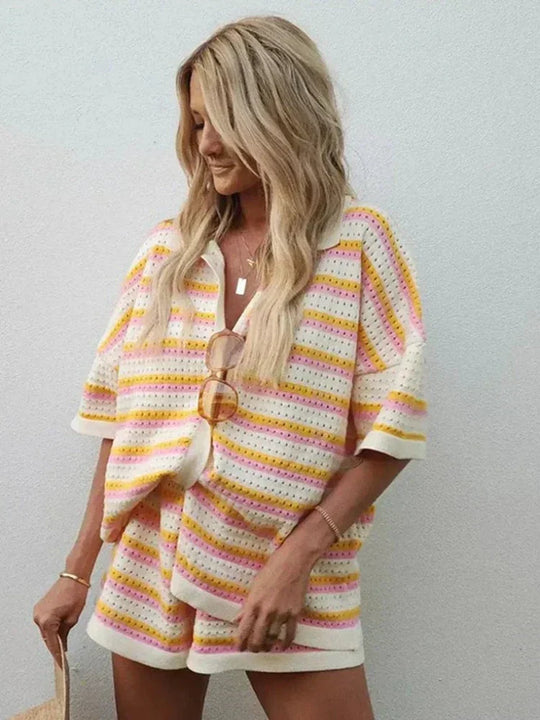 Fayelle - Casual Gestreepte Tweedelige Set