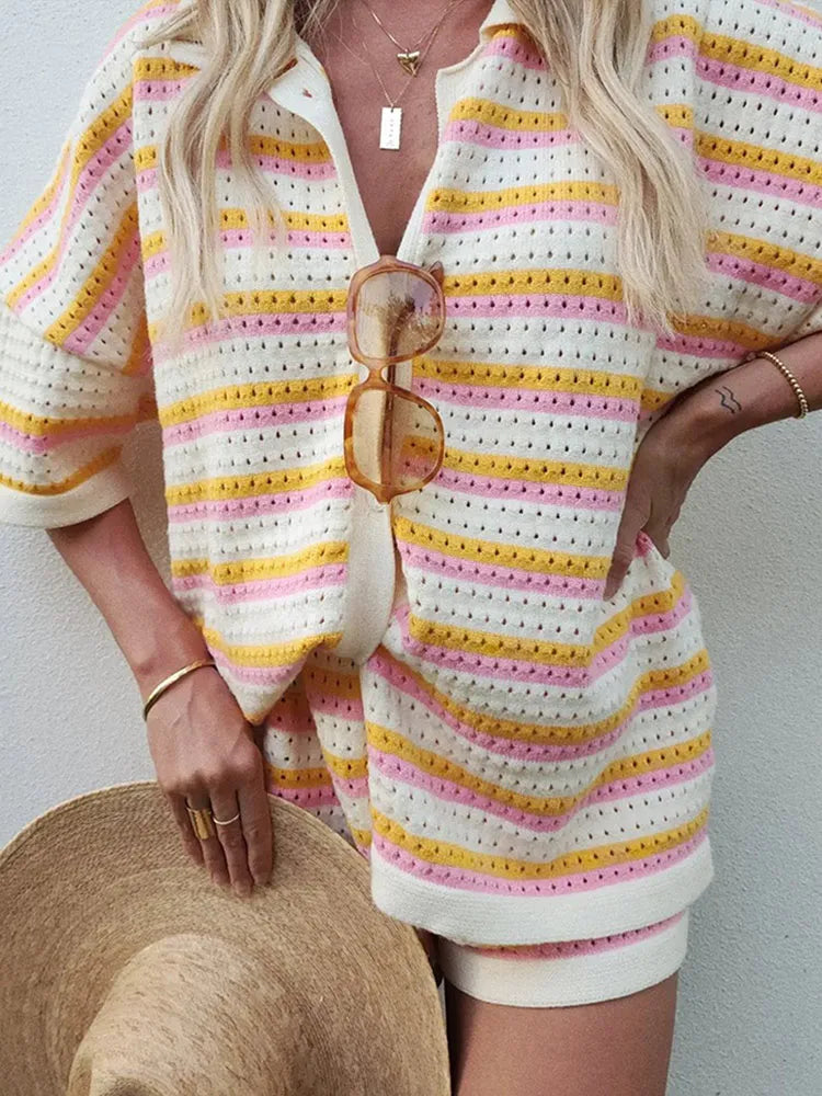 Fayelle - Casual Gestreepte Tweedelige Set