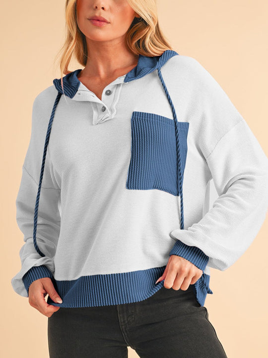 Geknoopte Kleurblok Hoodie met Trekkoord | Comfortabel & Praktisch | Casual Streetwear