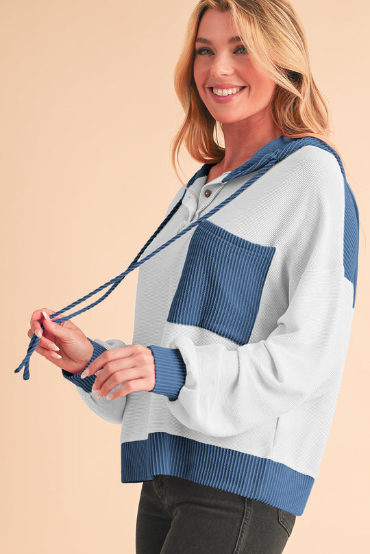 Geknoopte Kleurblok Hoodie met Trekkoord | Comfortabel & Praktisch | Casual Streetwear