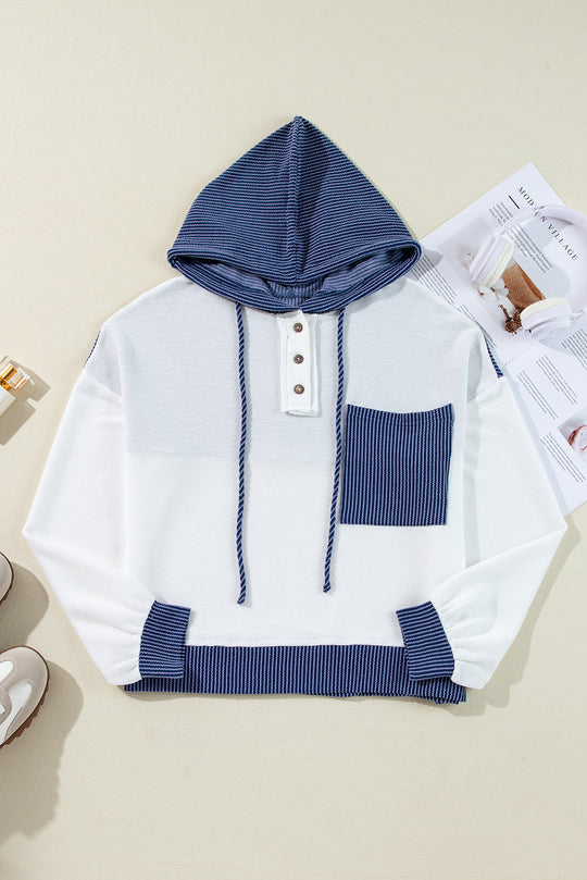 Geknoopte Kleurblok Hoodie met Trekkoord | Comfortabel & Praktisch | Casual Streetwear
