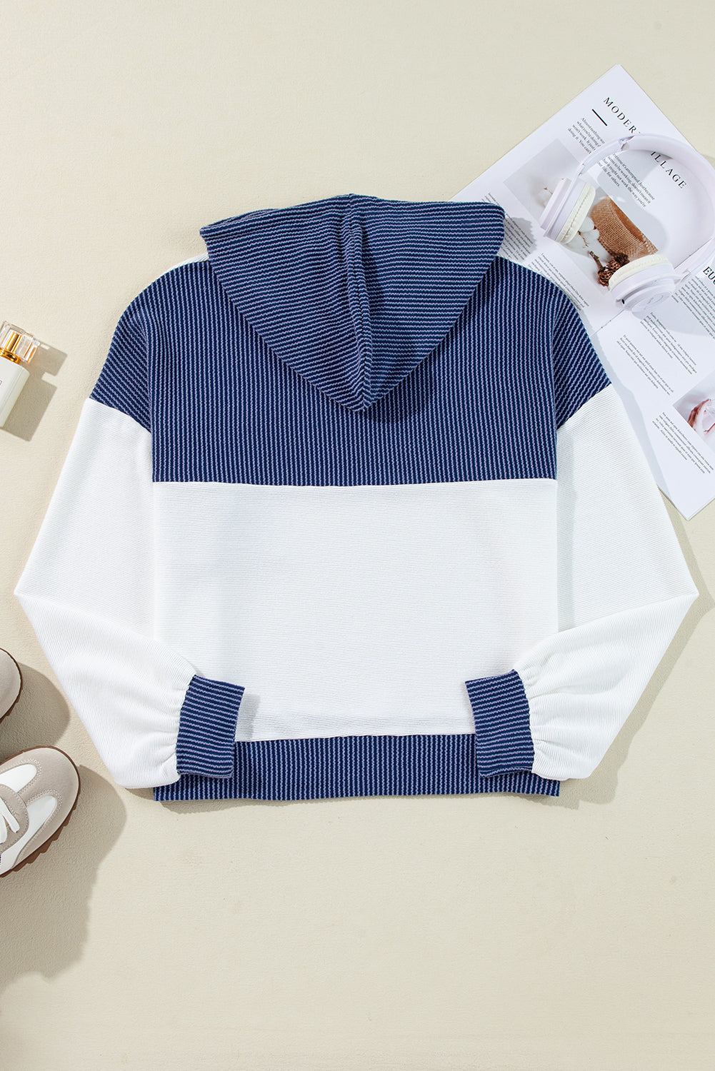 Geknoopte Kleurblok Hoodie met Trekkoord | Comfortabel & Praktisch | Casual Streetwear