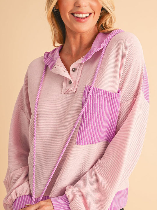 Geknoopte Kleurblok Hoodie met Trekkoord | Comfortabel & Praktisch | Casual Streetwear