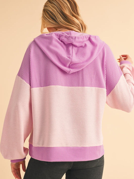 Geknoopte Kleurblok Hoodie met Trekkoord | Comfortabel & Praktisch | Casual Streetwear