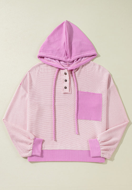 Geknoopte Kleurblok Hoodie met Trekkoord | Comfortabel & Praktisch | Casual Streetwear