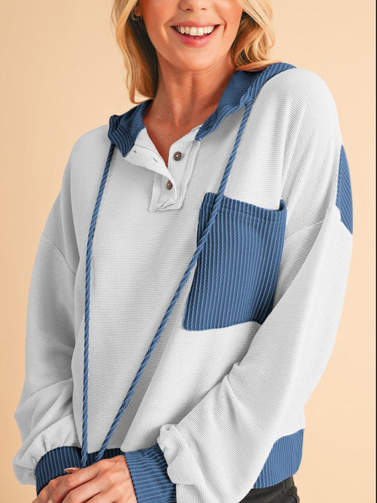Geknoopte Kleurblok Hoodie met Trekkoord | Comfortabel & Praktisch | Casual Streetwear