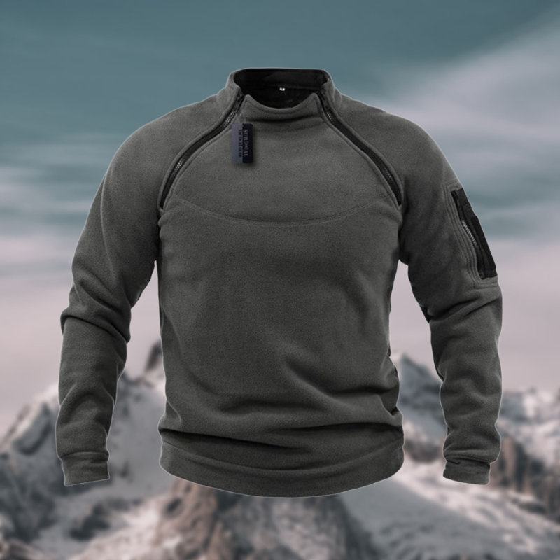 Heren Tactische Winddichte Fleece Trui met Hoge Hals en Halve Rits