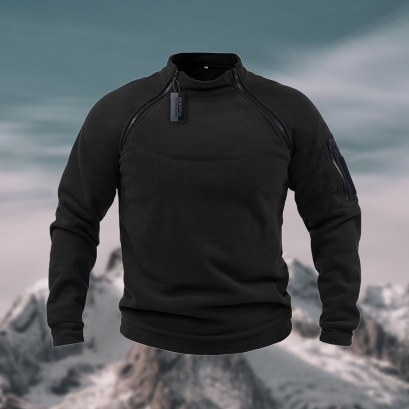 Heren Tactische Winddichte Fleece Trui met Hoge Hals en Halve Rits