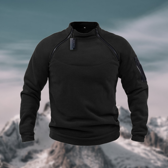Heren Tactische Winddichte Fleece Trui met Hoge Hals en Halve Rits