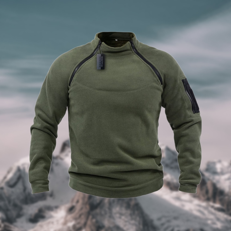 Heren Tactische Winddichte Fleece Trui met Hoge Hals en Halve Rits