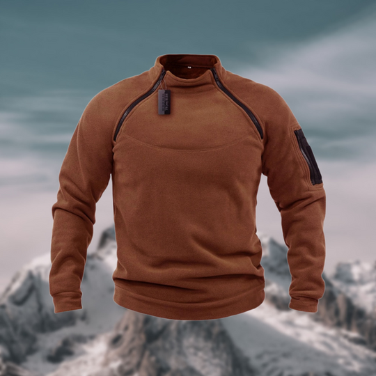 Heren Tactische Winddichte Fleece Trui met Hoge Hals en Halve Rits