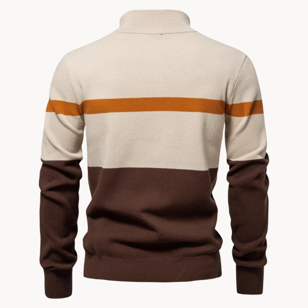 Heren Quarter-Zip Trui met Modern Kleurblokontwerp