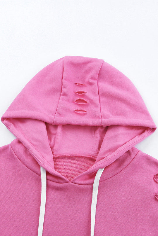 Versleten Trekkoord Lange Mouwen Hoodie | Met Zak en Casual Pasvorm | Comfortabele Hoodie