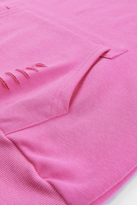Versleten Trekkoord Lange Mouwen Hoodie | Met Zak en Casual Pasvorm | Comfortabele Hoodie
