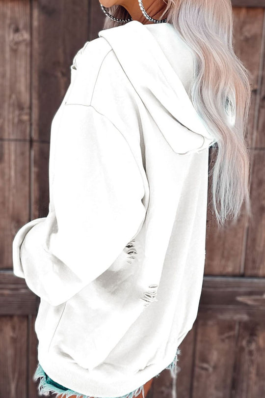 Versleten Trekkoord Lange Mouwen Hoodie | Met Zak en Casual Pasvorm | Comfortabele Hoodie