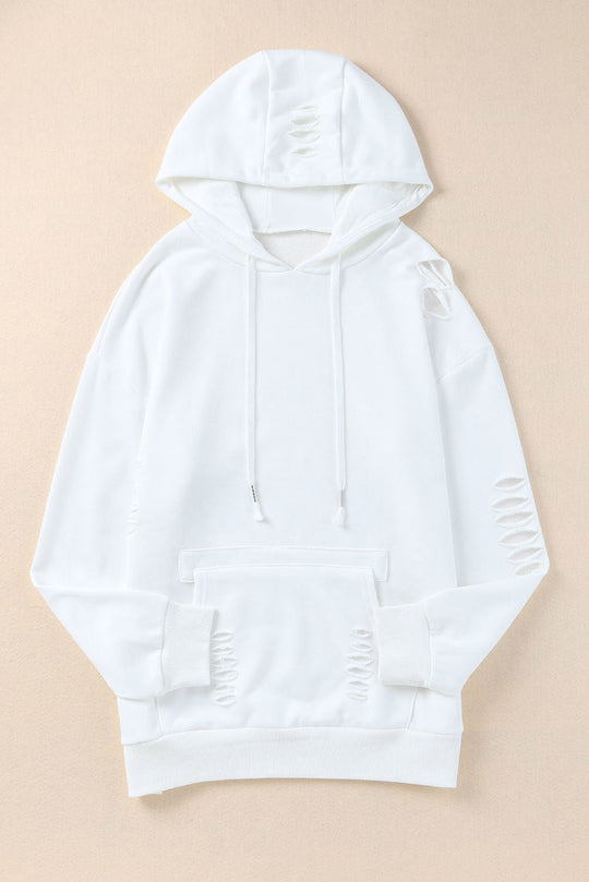 Versleten Trekkoord Lange Mouwen Hoodie | Met Zak en Casual Pasvorm | Comfortabele Hoodie
