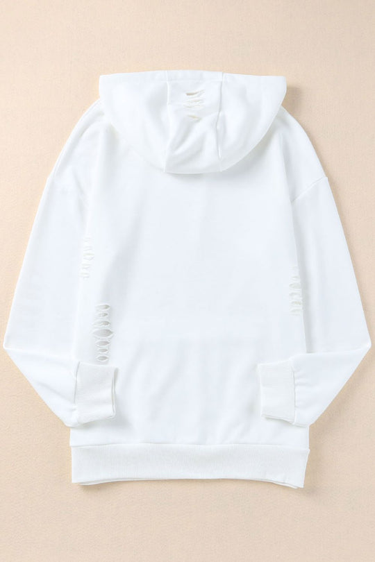 Versleten Trekkoord Lange Mouwen Hoodie | Met Zak en Casual Pasvorm | Comfortabele Hoodie