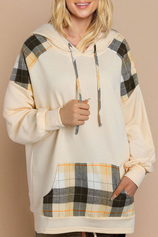 Trekkoord Geruite Lange Mouwen Hoodie | Casual Comfort | Praktisch met Zakken