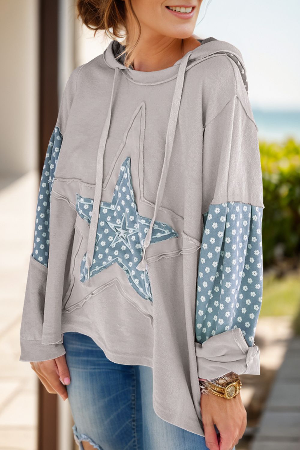 Trekkoord Ster Lange Mouw Hoodie | Casual & Comfortabel | Speelse Streetwear Look