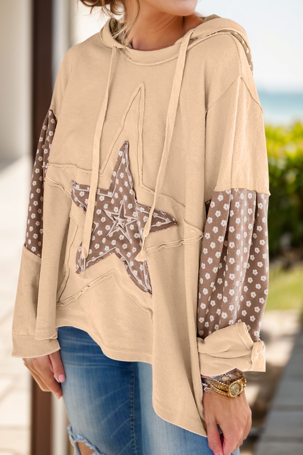 Trekkoord Ster Lange Mouw Hoodie | Casual & Comfortabel | Speelse Streetwear Look