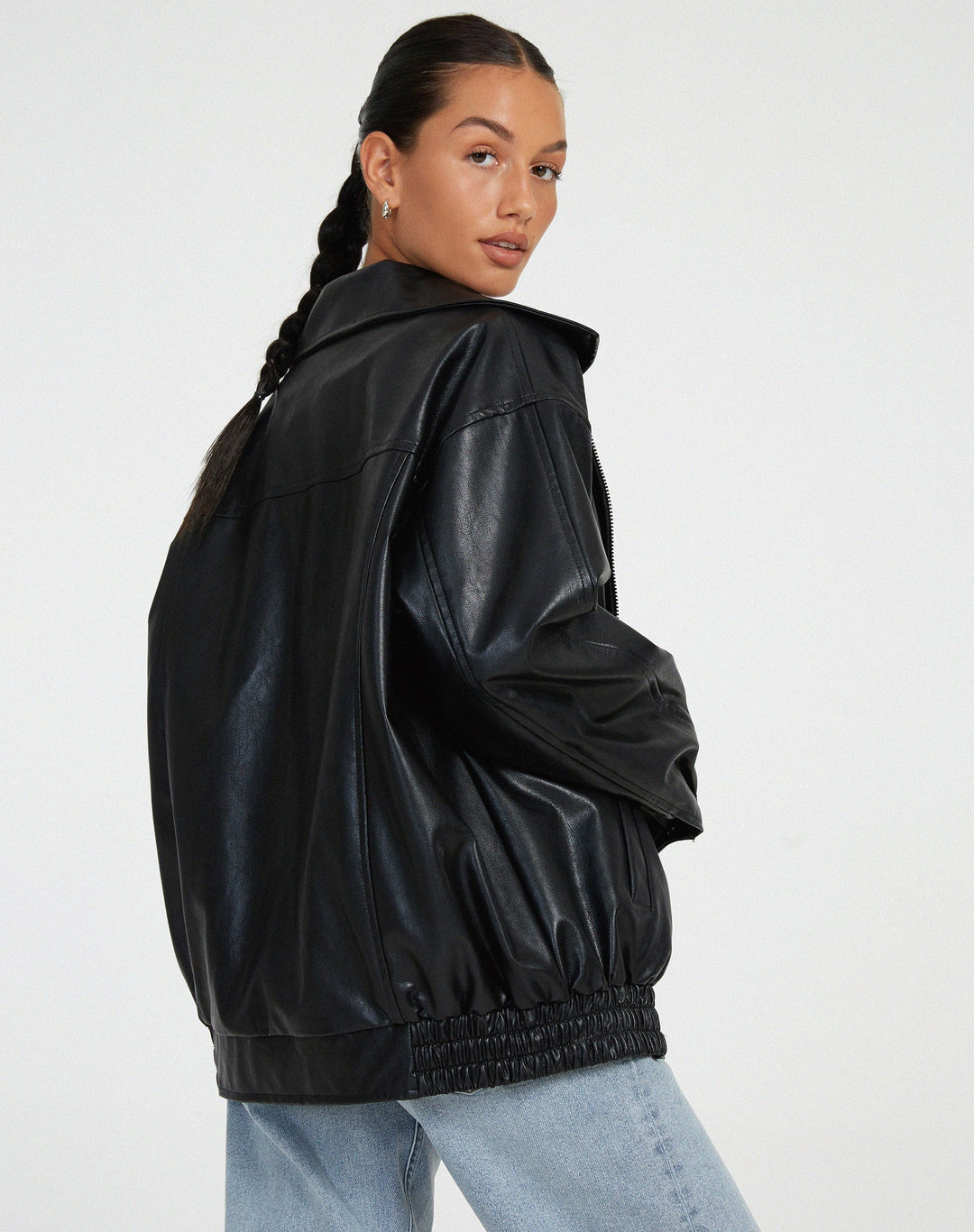 Oversized Losse Leren Jasje