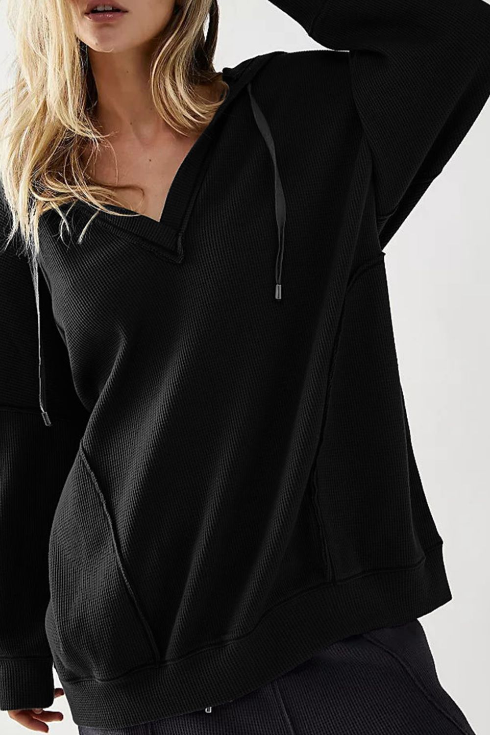 Exposed Seam Drawstring Lange Mouw Hoodie | Moderne Casual Hoodie | Comfortabele Fit