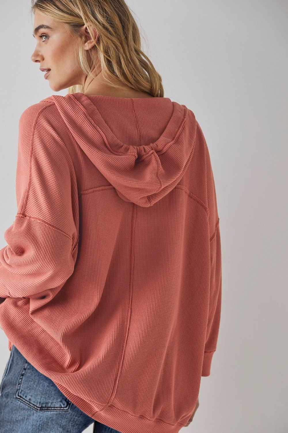 Exposed Seam Drawstring Lange Mouw Hoodie | Moderne Casual Hoodie | Comfortabele Fit